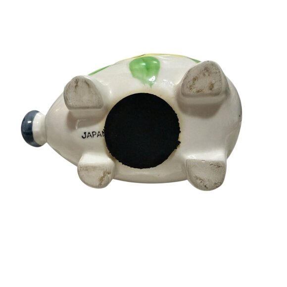 Ceramic White Piggy Bank Floral Coin Slot Stopper Decorative Japan - Picture 7 of 9